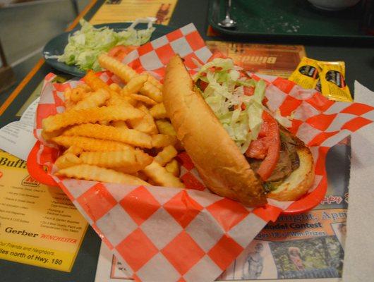 Steak Sandwich and French Fries