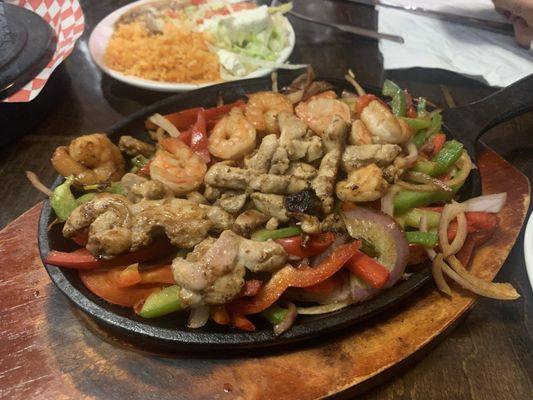 Chicken and Shrimp fajitas.