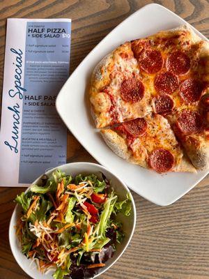 $10 Lunch Special: 1/2 pizza, 1/2 salad