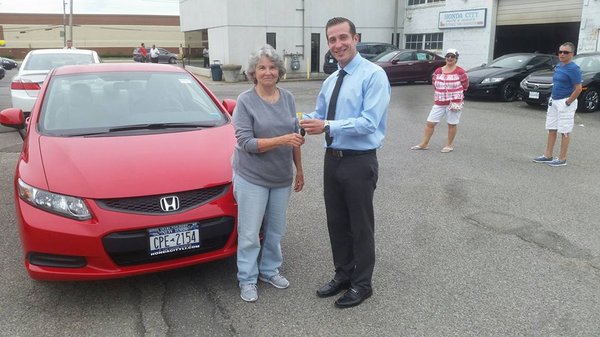 Another satisfied customer with her 2013 Certified Pre-Owned Honda Civic! Congratulations Mrs. Varga on your new ride!