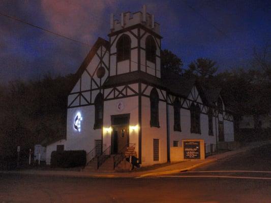 New exterior trim, United Methodist Church of St. Croix Falls, WI, by Mark Miller Construction.