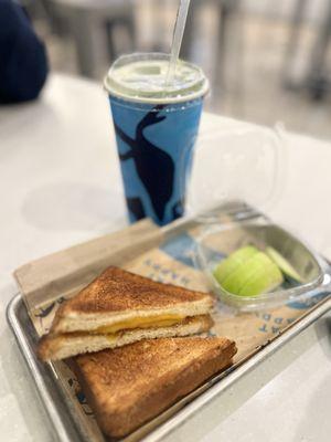 Kids Grilled Cheese (requested vegan cheese, served w/ apple slices & a drink)