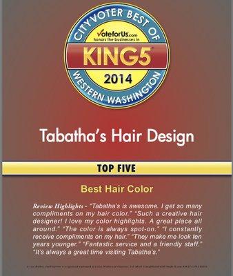 Voted Top 5 for Best Hair Color 2014