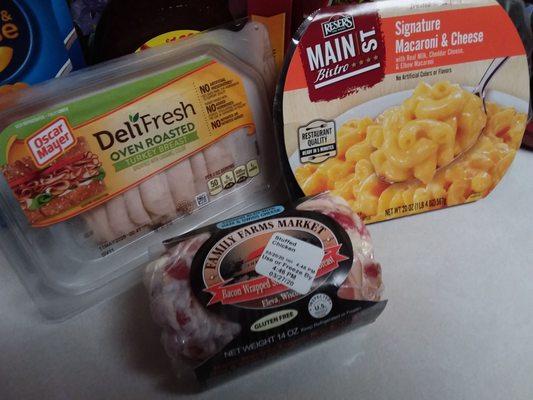 Lunch meat, Bacon wrapped chicken cordon bleu, bistro mac n cheese