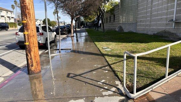 Flooding the sidewalk