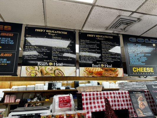 Deli wraps and panini menu