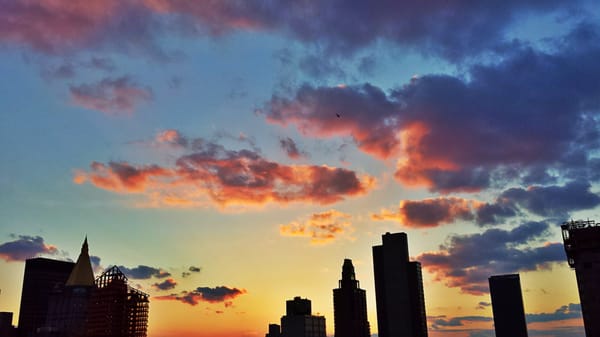 Sunset from the rooftop sundeck