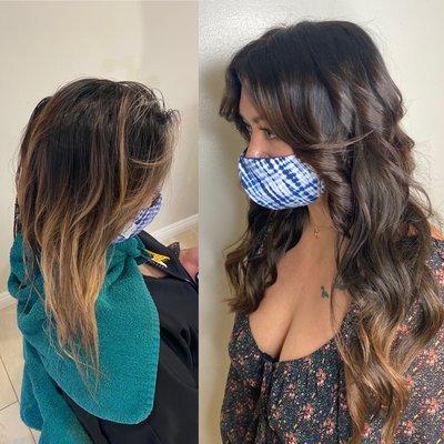 Extension and color correction makeover