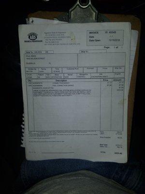 The bill for a 5hr job where the po art was supplied by custom.