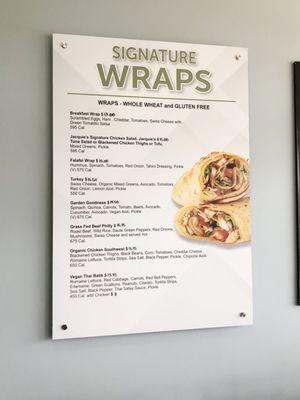 Wraps menu