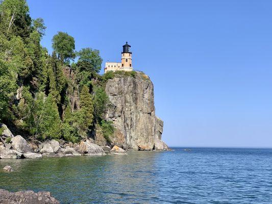 Here at the shores below. Split Rock has that classic appearance you'd expect to see from a vintage all-American lighthouse.