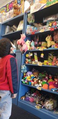 One of our students amazed at the Toy Store selection.