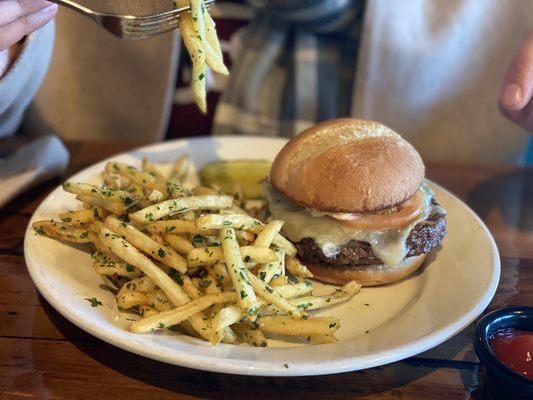 The Boozy Burger with truffle fries