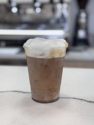 Iced coffee with cold foam