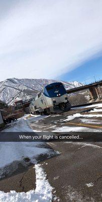 The train pulling in to Glenwood Springs Station