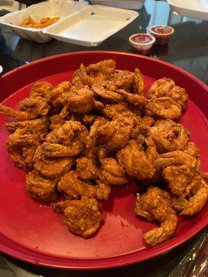 fried shrimp tossed in their sauce