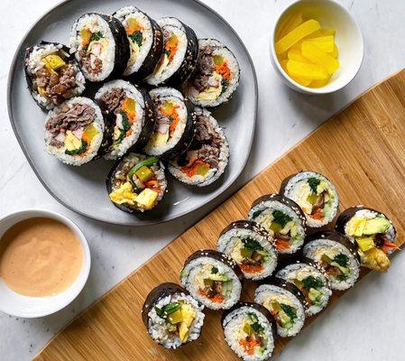 Bulgogi and Mushroom/Avocado Kimbap