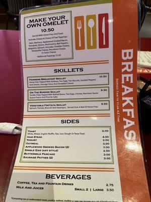 Breakfast Menu Back