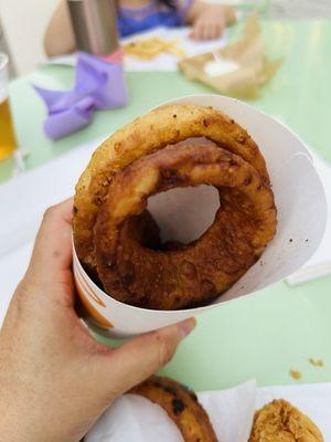 Onion rings-half of them was burnt