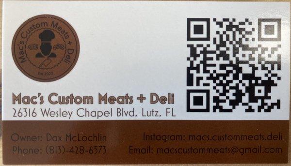 Mac's Custom Meats + Deli Business Card