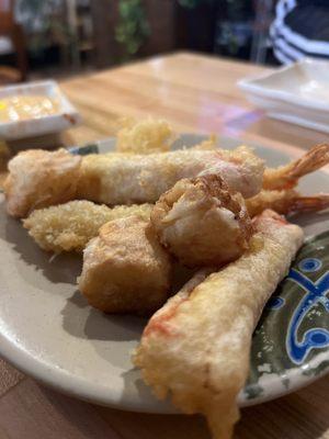 Shrimp Tempura, Crab Tempura, and Shumai