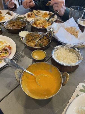 Goat Chettinad, Bhindi Masala, Butter Chicken, Tandoori Roti