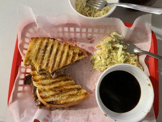 Beef Dip w/Cheddar Cheese with Salty's Southern Slaw