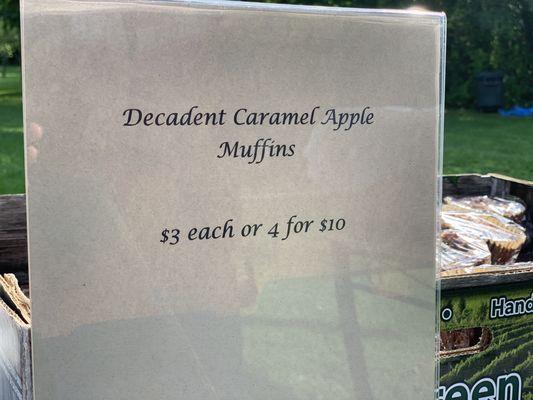 Muffins are also sold. Moist, decadent, and tastes like fall!