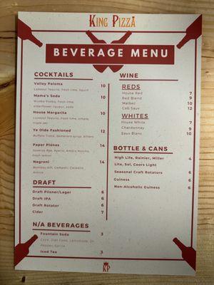 Drink menu 11/26/23