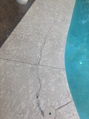 8 months after we had Pool Magician put new Cool Decking down, this crack appeared.