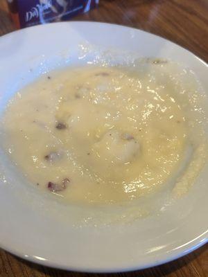 "Mashed potatoes" literally potato water and gravy soup