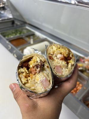 All meat breakfast burrito