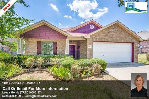 SOLD in Denton, TX by Cloud Realty Team -Leeza and Shannon