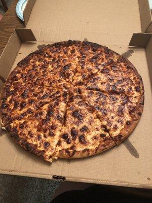 BURNT cheese pizza