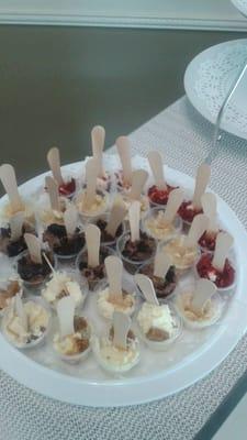 A cute little girl offered these samples of tasty treats.