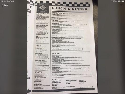 Lunch Menu