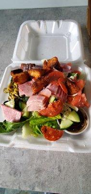 Really good antipasto...once I tossed in a large bowl I was amazed how large it was. Great price, great toppings gs