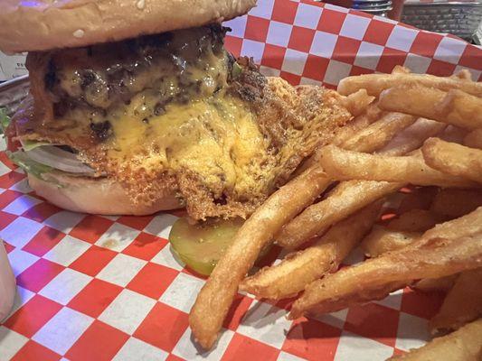 Double Smash Burger - look at that cheese skirt!