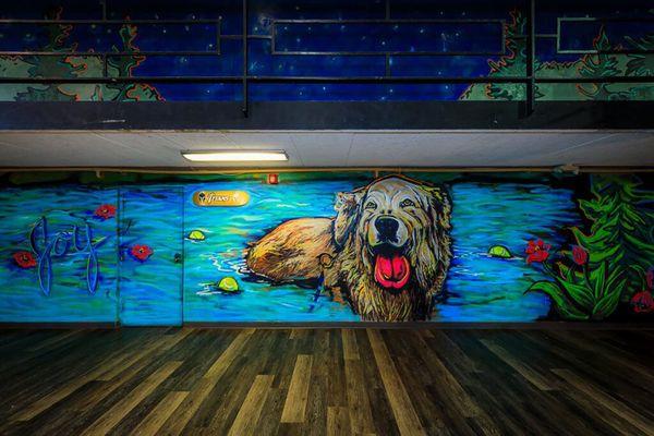 Mural of canine for therapy at Calo Programs residential treatment center.