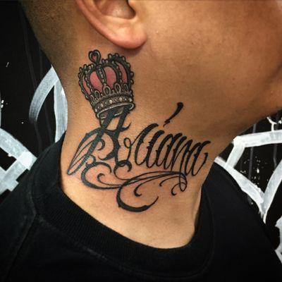 Custom script + crown "Ariana"  Tattoo done by artist/owner: PAKZ