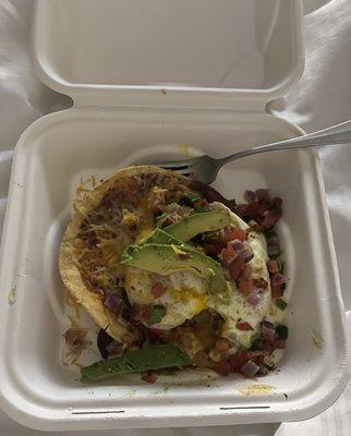 Takeout huevos rancheros