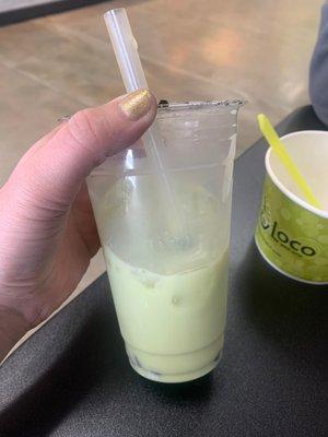 Honeydew Milk Tea Boba Iced Drink