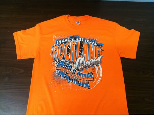 Rockland Bulldogs Cheer shirt (front). #Cheer #Cheerleaders