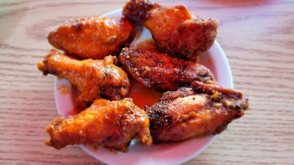 Cajun and buffalo wings were both very well cooked although the Cajun could have a been a little more flavorful.