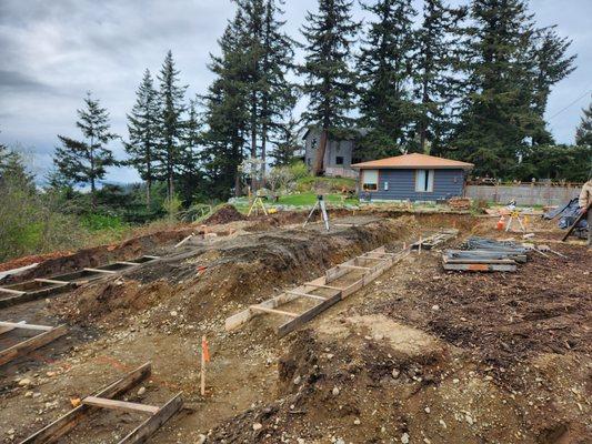 Concrete form staking for new residential construction