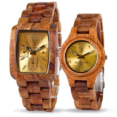 Solid Koa watches.  Over 30 styles for men and women including Mother of Pearl faces and self-winding, automatic styles..