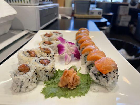 Spicy Tuna Roll and Philly Roll