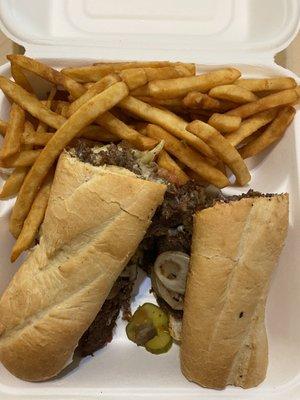 Steak and cheese special with fries