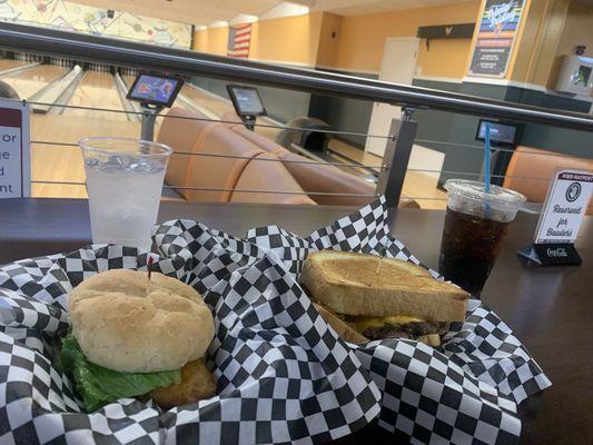 Fish sandwich( Friday special comes with seasoned fries) and patty melt-see other picture for patty melt size