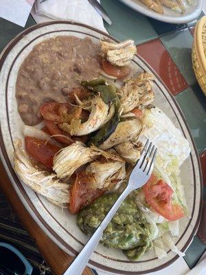 Chicken fajitas plate